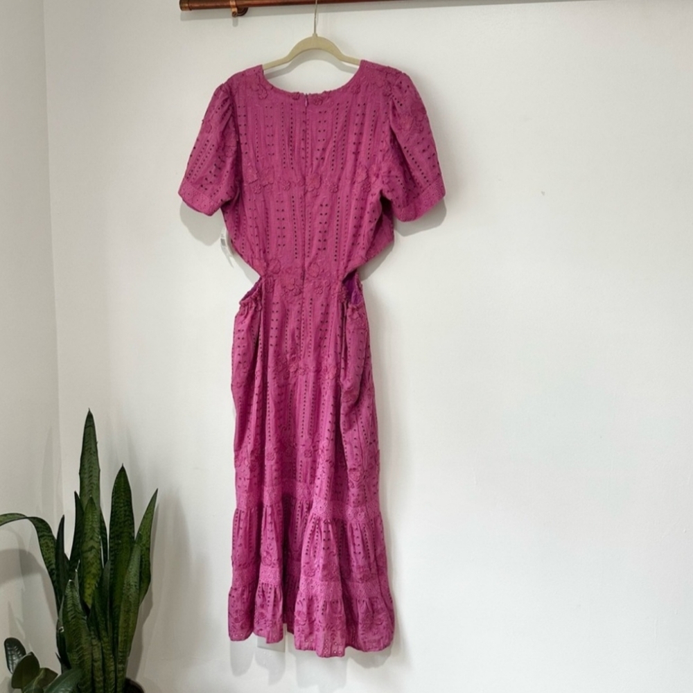 Adelyn Rae Katlin Floral Embroidered Cut-Out Midi Dress